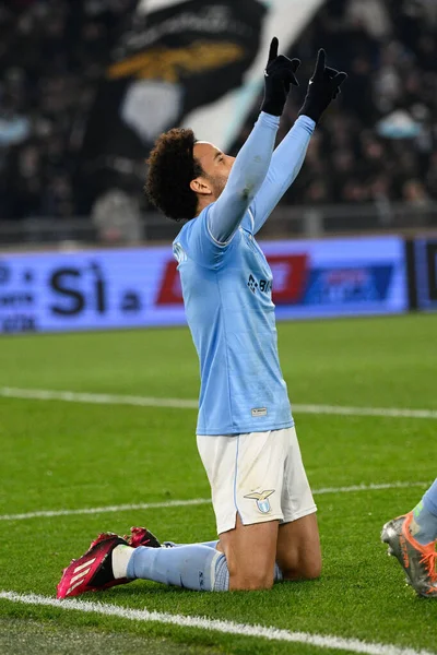 Felipe Anderson (SS Lazio) celebrates after scoring the goal 4-0 during the Italian Football Championship League A 2022/2023 match between SS Lazio vs AC Milan at the Olimpic Stadium in Rome on 24 January 2023. - Credit: Fabrizio Corradetti/LiveMedi