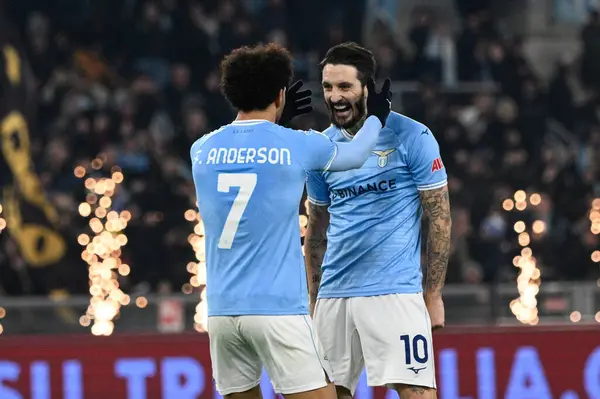 Felipe Anderson (SS Lazio) celebrates after scoring the goal 4-0 during the Italian Football Championship League A 2022/2023 match between SS Lazio vs AC Milan at the Olimpic Stadium in Rome on 24 January 2023. - Credit: Fabrizio Corradetti/LiveMedi