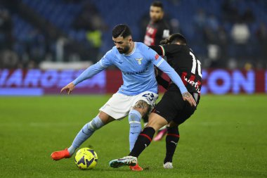 Elseid Hysaj of S.S. LAZIO and Brahim Diaz of A.C. Milan during the 19th day of the Serie A Championship between S.S. Lazio vs A.C. Milan on January 24, 2023 at the Stadio Olimpico in Rome, Italy. - Credit: Domenico Cippitelli/LiveMedi