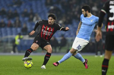 Sandro Tonali of A.C. Milan and Luis Alberto of S.S. LAZIO during the 19th day of the Serie A Championship between S.S. Lazio vs A.C. Milan on January 24, 2023 at the Stadio Olimpico in Rome, Italy. - Credit: Domenico Cippitelli/LiveMedi