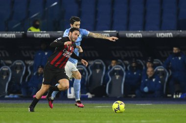 Davide Calabria of A.C. Milan and Luis Alberto of S.S. LAZIO during the 19th day of the Serie A Championship between S.S. Lazio vs A.C. Milan on January 24, 2023 at the Stadio Olimpico in Rome, Italy. - Credit: Domenico Cippitelli/LiveMedi