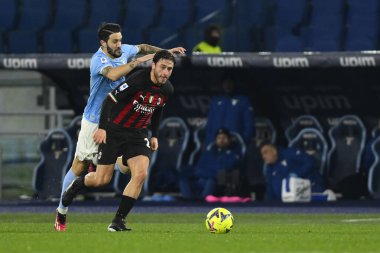 Davide Calabria of A.C. Milan and Luis Alberto of S.S. LAZIO during the 19th day of the Serie A Championship between S.S. Lazio vs A.C. Milan on January 24, 2023 at the Stadio Olimpico in Rome, Italy. - Credit: Domenico Cippitelli/LiveMedi
