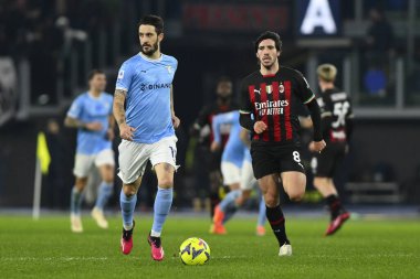 Luis Alberto of S.S. LAZIO and Sandro Tonali of A.C. Milan during the 19th day of the Serie A Championship between S.S. Lazio vs A.C. Milan on January 24, 2023 at the Stadio Olimpico in Rome, Italy. - Credit: Domenico Cippitelli/LiveMedi