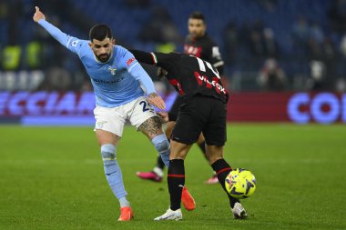 Elseid Hysaj of S.S. LAZIO and Brahim Diaz of A.C. Milan during the 19th day of the Serie A Championship between S.S. Lazio vs A.C. Milan on January 24, 2023 at the Stadio Olimpico in Rome, Italy. - Credit: Domenico Cippitelli/LiveMedi