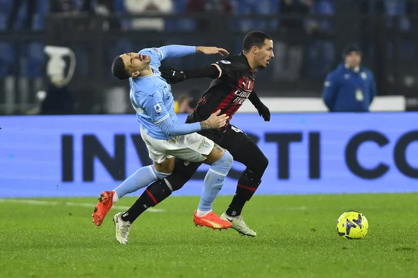 Mattia Zaccagni of S.S. LAZIO and Ismael Bennacer of A.C. Milan during the 19th day of the Serie A Championship between S.S. Lazio vs A.C. Milan on January 24, 2023 at the Stadio Olimpico in Rome, Italy. - Credit: Domenico Cippitelli/LiveMedi