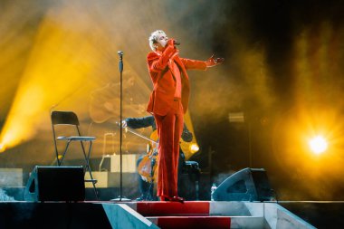 Achille Lauro on stage during Italian singer Music Concert Achille Lauro - Unplugged live in theatre at the Teatro Arcimboldi in Milan, Italy, January 24, 2023 - Credit: Rossella Mel