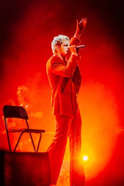 Achille Lauro on stage during Italian singer Music Concert Achille Lauro - Unplugged live in theatre at the Teatro Arcimboldi in Milan, Italy, January 24, 2023 - Credit: Rossella Mel