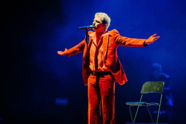 Achille Lauro on stage during Italian singer Music Concert Achille Lauro - Unplugged live in theatre at the Teatro Arcimboldi in Milan, Italy, January 24, 2023 - Credit: Rossella Mel