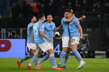 Sergej Milinkovic-Savic (SS Lazio) celebrates after scoring the goal 1-0 during the Italian Football Championship League A 2022/2023 match between SS Lazio vs AC Milan at the Olimpic Stadium in Rome on 24 January 2023. - Credit: Fabrizio Corradetti/L