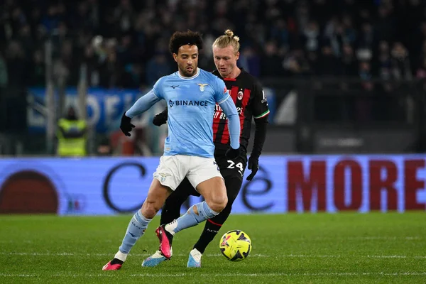 Felipe Anderson (SS Lazio) Simon Kjaer (AC Milan)  during the Italian Football Championship League A 2022/2023 match between SS Lazio vs AC Milan at the Olimpic Stadium in Rome on 24 January 2023. - Credit: Fabrizio Corradetti/LiveMedi