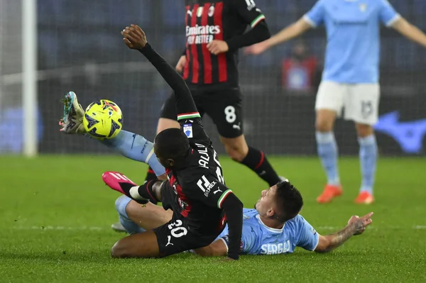 Pierre Kalulu of A.C. Milan and Sergej Milinkovic-Savic of S.S. LAZIO during the 19th day of the Serie A Championship between S.S. Lazio vs A.C. Milan on January 24, 2023 at the Stadio Olimpico in Rome, Italy. - Credit: Domenico Cippitelli/LiveMedi