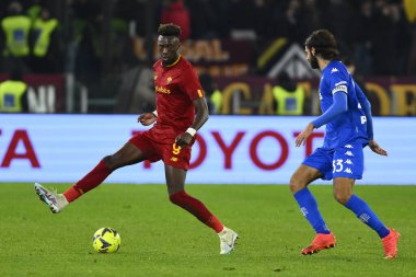 Tammy Abraham of A.S. Roma and Sebastiano Luperto of Empoli F.C. during the 21th day of the Serie A Championship between A.S. Roma vs Empoli F.C. on February 4, 2023 at the Stadio Olimpico in Rome, Italy. - Credit: Domenico Cippitelli/LiveMedi