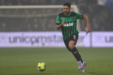 Riccardo Marchizza of U.S. Sassuolo Calcio in action during the Serie A match between U.S. Sassuolo Calcio and Atalanta Bergamasca Calcio at Mapei Stadium-Citta del Tricolore on February 4, 2023 in Reggio Emilia, Italy. - Credit: Luca Amedeo Bizzarri