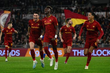 Tammy Abraham (AS Roma) celebrates after scoring the goal 2-0 during the Italian Football Championship League A 2022/2023 match between AS Roma vs Empoli FC at the Olimpic Stadium in Rome  on 04 February 2023. - Credit: Fabrizio Corradetti/LiveMedi