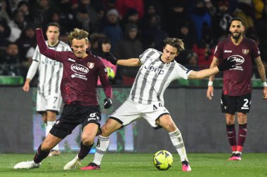 Emil Bohinen of US Salernitana  competes for the ball with Nicolo Fagioli of Juventus FC  during the Serie A match between US Salernitana 1919 v Juventus FC  at Arechi  Stadium  - Credit: Agostino Gemito/LiveMedi