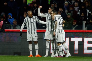 Dusan Vlahovic of Juventus celebrates after scores their third gol during italian soccer Serie A match US Salernitana vs Juventus FC at the Arechi stadium in Salerno, Italy, February 07, 2023 - Credit: AGN Fot