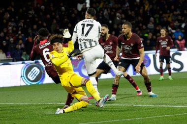 Filip Kostic of Juventus scorestheir second gol during italian soccer Serie A match US Salernitana vs Juventus FC at the Arechi stadium in Salerno, Italy, February 07, 2023 - Credit: AGN Fot
