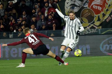 Adrien Rabiot of Juventus  Hans Nicolussi Caviglia of Salernitana  during italian soccer Serie A match US Salernitana vs Juventus FC at the Arechi stadium in Salerno, Italy, February 07, 2023 - Credit: AGN Fot