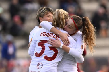 AS Roman Kadınları 'ndan Zara Kramzar, 8 Şubat 2023' te İtalya 'nın başkenti Roma' daki Stadio Tre Fontane 'de A.S. Roma-Pomigliano Calcio Donne arasındaki çeyrek final karşılaşmasının ikinci ayağı sırasında oynanmıştır. - Fotoğraf: Domenico Cippitelli / LiveMedi