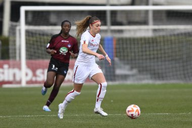 Benedetta Glionna of AS Roma Women during the second leg of the quarterfinal match of the Women's Italian Cup between A.S. Roma vs Pomigliano Calcio Donne on February 8, 2023 at Stadio Tre Fontane, Rome, Italy. - Credit: Domenico Cippitelli/LiveMedi