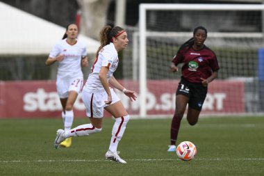 Benedetta Glionna of AS Roma Women during the second leg of the quarterfinal match of the Women's Italian Cup between A.S. Roma vs Pomigliano Calcio Donne on February 8, 2023 at Stadio Tre Fontane, Rome, Italy. - Credit: Domenico Cippitelli/LiveMedi