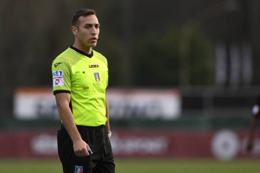 Referee Giuseppe Mucera during the second leg of the quarterfinal match of the Women's Italian Cup between A.S. Roma vs Pomigliano Calcio Donne on February 8, 2023 at Stadio Tre Fontane, Rome, Italy. - Credit: Domenico Cippitelli/LiveMedi