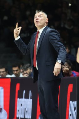 Saras Jasikevicius (head coach of FC Barcelona) during the Euroleague basketball championship match Segafredo Virtus Bologna Vs. 
FC Barcelona - Bologna, Italy, February 09, 2023 at Segafredo Arena - Credit: Michele Nucci/LiveMedi