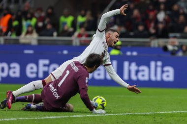Antonio Sanabria of Torino FC competes for the ball with Ciprian Tatarusanu of AC Milan during Serie A 2022/23 football match between AC Milan and Torino FC at San Siro Stadium, Milan, Italy on February 10, 2023 - Credit: Fabrizio Carabelli/LiveMedi