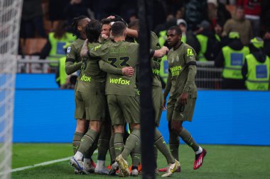 Olivier Giroud of AC Milan celebrates with his teammates after scoring a goal during Serie A 2022/23 football match between AC Milan and Torino FC at San Siro Stadium, Milan, Italy on February 10, 2023 - Credit: Fabrizio Carabelli/LiveMedi