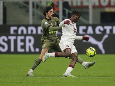Sandro Tonali of AC Milan and Stephane Singo of Torino FC during the Italian serie A, football match between Ac Milan and Torino Fc on 10 February 2023 at San Siro Stadium, Milan, Italy. Photo Ndrerim Kaceli - Credit: Nderim Kaceli/LiveMedi