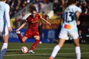 Benedetta Glionna of AS Roma Women during the 17th day of the Serie A Championship between A.S. Roma Women and F.C. Inter Women at the Stadio Tre Fontane on 11th of February, 2023 in Rome, Italy. - Credit: Domenico Cippitelli/LiveMedi
