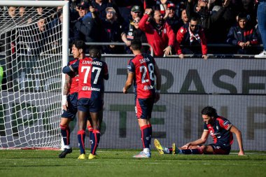 Gianluca Lapadula of Cagliari Calcio, Zito Andre Sebastiao Luvumbo of Cagliari Calcio during Italian soccer Serie B match Cagliari Calcio vs Benevento Calcio at the Unipol Domus in Cagliari, Italy, February 11, 2023 - Credit: Luigi Can