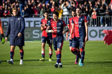 Gianluca Lapadula of Cagliari Calcio, Paulo Azzi of Cagliari Calcio during Italian soccer Serie B match Cagliari Calcio vs Benevento Calcio at the Unipol Domus in Cagliari, Italy, February 11, 2023 - Credit: Luigi Can