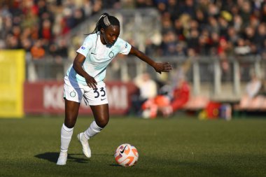 Ajara Nchout Njoya of F.C. Inter Women during the 17th day of the Serie A Championship between A.S. Roma Women and F.C. Inter Women at the Stadio Tre Fontane on 11th of February, 2023 in Rome, Italy. - Credit: Domenico Cippitelli/LiveMedi