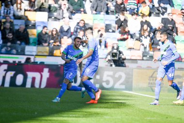 Sassuolo's Matheus Henriques celebrates after scoring a goal during italian soccer Serie A match Udinese Calcio vs US Sassuolo at the Friuli - Dacia Arena stadium in Udine, Italy, February 12, 2023 - Credit: Ettore Griffon