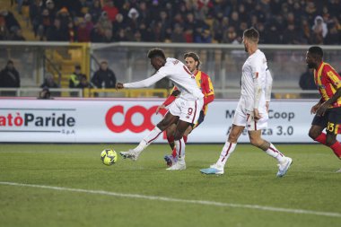 Tammy Abraham (Roma) shoots on goal during italian soccer Serie A match US Lecce vs AS Roma at the Via Del Mare stadium in Lecce, Italy, February 11, 2023 - Credit: Massimiliano Carnabuc