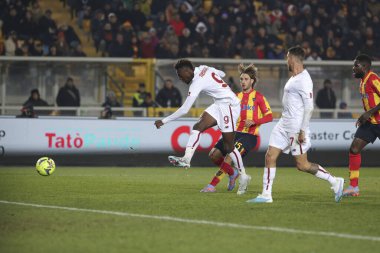Tammy Abraham (Roma) shoots on goal during italian soccer Serie A match US Lecce vs AS Roma at the Via Del Mare stadium in Lecce, Italy, February 11, 2023 - Credit: Massimiliano Carnabuc