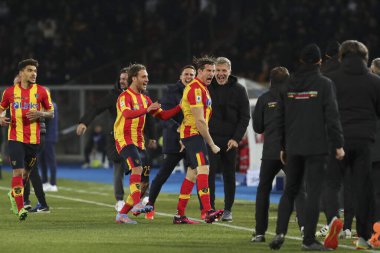 Federico Baschirotto (Lecce) celebrates the goal scored during italian soccer Serie A match US Lecce vs AS Roma at the Via Del Mare stadium in Lecce, Italy, February 11, 2023 - Credit: Massimiliano Carnabuc