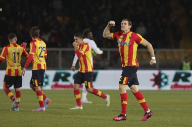 Federico Baschirotto (Lecce) celebrates the goal scored during italian soccer Serie A match US Lecce vs AS Roma at the Via Del Mare stadium in Lecce, Italy, February 11, 2023 - Credit: Massimiliano Carnabuc