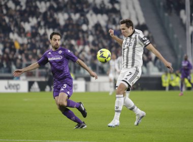 Federico Chiesa of Juventus and Giacomo Bonaventura of Acf Fiorentina during the Italian serie A, football match between Juventus Fc and Acf Fiorentina on 12 February 2023 at Allianz Stadium, Turin, Italy. Photo Ndrerim Kaceli - Credit: Nderim Kaceli