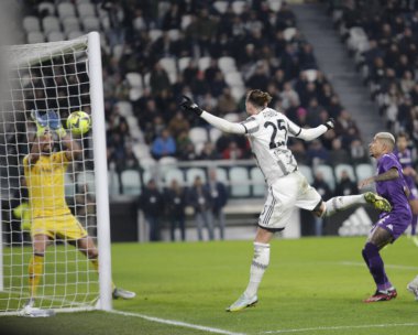 Adrien Rabiot of Juventus scoring a goal during the Italian serie A, football match between Juventus Fc and Acf Fiorentina on 12 February 2023 at Allianz Stadium, Turin, Italy. Photo Ndrerim Kaceli - Credit: Nderim Kaceli/LiveMedi