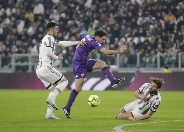 Giacomo Bonaventura of Acf Fiorentina and Manuel Locatelli of Juventus during the Italian serie A, football match between Juventus Fc and Acf Fiorentina on 12 February 2023 at Allianz Stadium, Turin, Italy. Photo Ndrerim Kaceli - Credit: Nderim Kacel