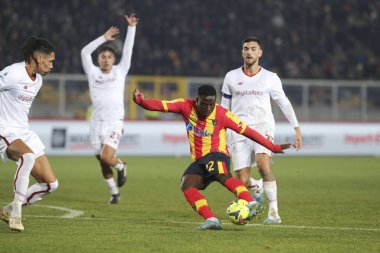 Lameck Banda (Lecce) in action during italian soccer Serie A match US Lecce vs AS Roma at the Via Del Mare stadium in Lecce, Italy, February 11, 2023 - Credit: Massimiliano Carnabuc