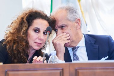 Matteo Piantedosi Interior Minister  e Wanda Ferro undersecretary of the interior ministry during News Italian Interior Minister Matteo Piantedosi inaugurates a new DIA center in Catanzaro at the Operations Center Anti-Mafia Investigation Directorate