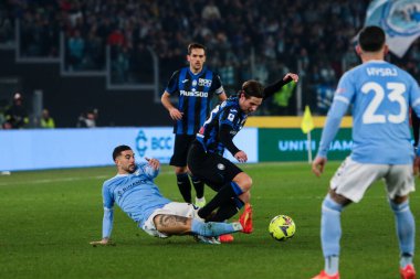 Mattia Zaccagni of SS LAZIO and Hans Hateboer of Atalanta during italian soccer Serie A match SS Lazio vs Atalanta BC at the Olimpico stadium in Rome, Italy, February 11, 2023 - Credit: Raffaele Cont
