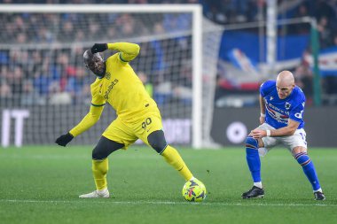 Romelu Menama Lukaku Bolingoli  (Inter) - Bram Johan Andre Nuytinck (Sampdoria) during italian soccer Serie A match UC Sampdoria vs Inter - FC Internazionale at the Luigi Ferraris stadium in Genova, Italy, February 13, 2023 - Credit: Danilo Vig