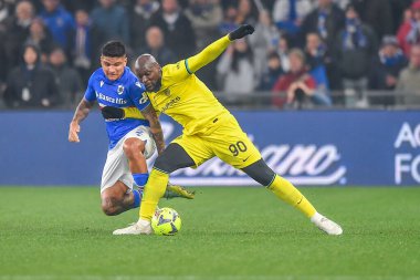 Bruno Amione (Sampdoria) - Romelu Menama Lukaku Bolingoli  (Inter) during italian soccer Serie A match UC Sampdoria vs Inter - FC Internazionale at the Luigi Ferraris stadium in Genova, Italy, February 13, 2023 - Credit: Danilo Vig
