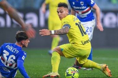 Flavio Paoletti (Sampdoria) - Lautaro Javier Martinez (Inter) during italian soccer Serie A match UC Sampdoria vs Inter - FC Internazionale at the Luigi Ferraris stadium in Genova, Italy, February 13, 2023 - Credit: Danilo Vig