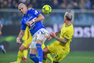 Bram Johan Andre Nuytinck (Sampdoria) - Federico Dimarco (Inter) during italian soccer Serie A match UC Sampdoria vs Inter - FC Internazionale at the Luigi Ferraris stadium in Genova, Italy, February 13, 2023 - Credit: Danilo Vig