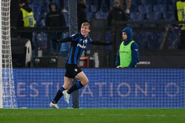Rasmus Hojlund (Atalanta) celebrates after scoring the goal 0-2 during the Italian Football Championship League A 2022/2023 match between SS Lazio vs Atalanta BC at the Olimpic Stadium in Rome on 11 February 2023. - Credit: Fabrizio Corradetti/LiveMe